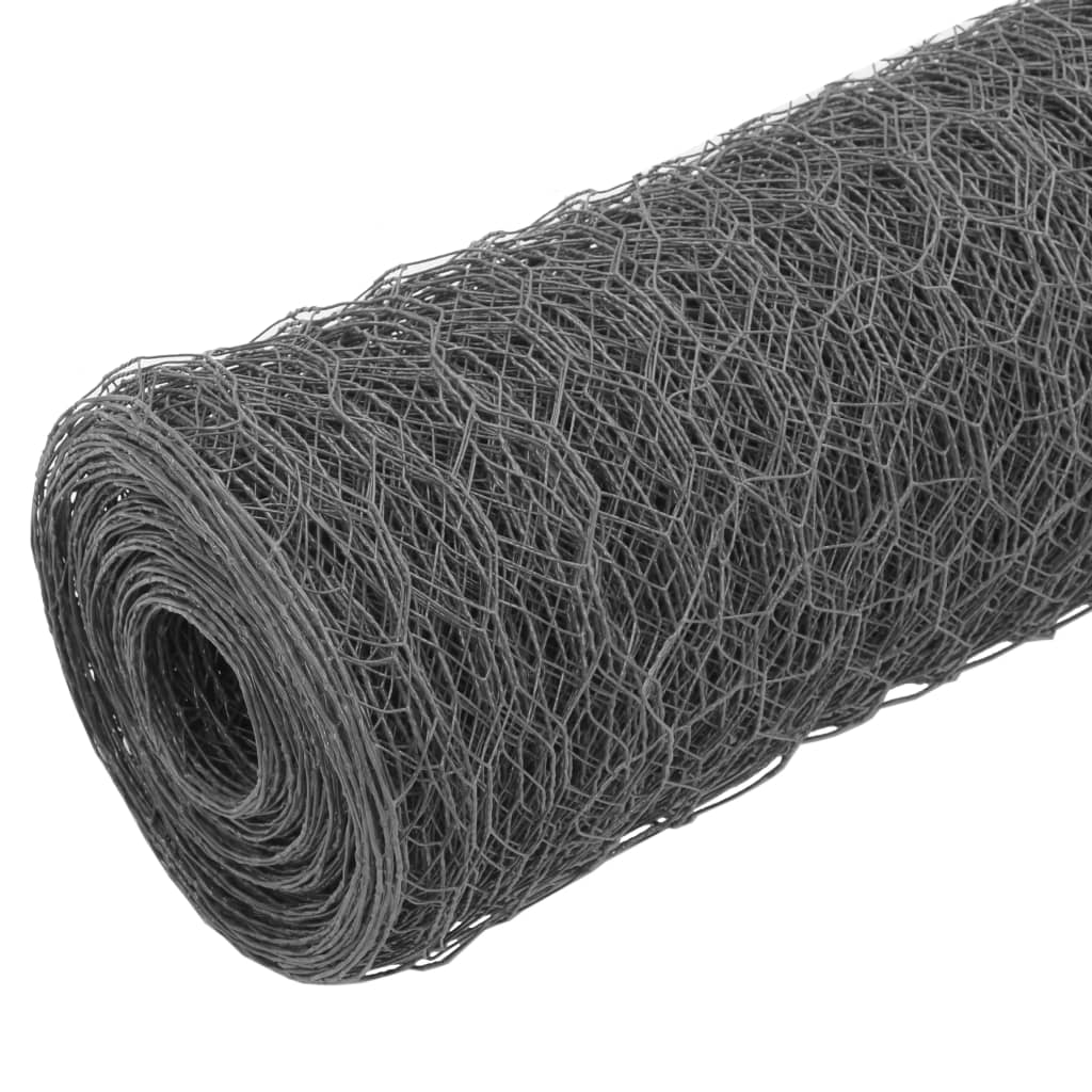 Trådgjerde kylling stål med PVC-belegg 25x0,5 m grå