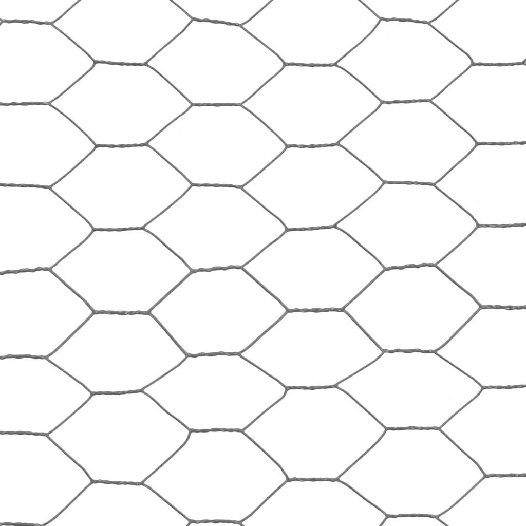 Trådgjerde kylling stål med PVC-belegg 25x0,5 m grå