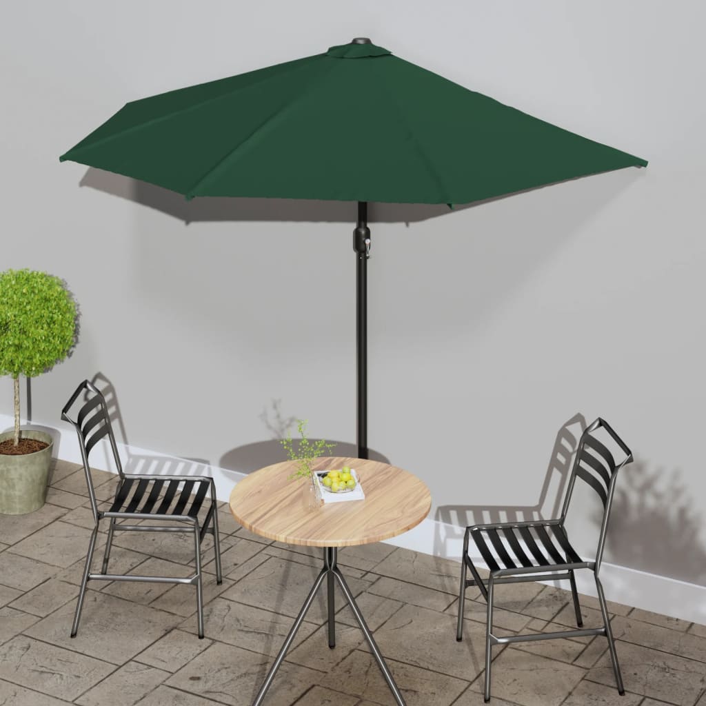 Balkongparasoll med aluminiumsstang grønn 270x144 cm halv