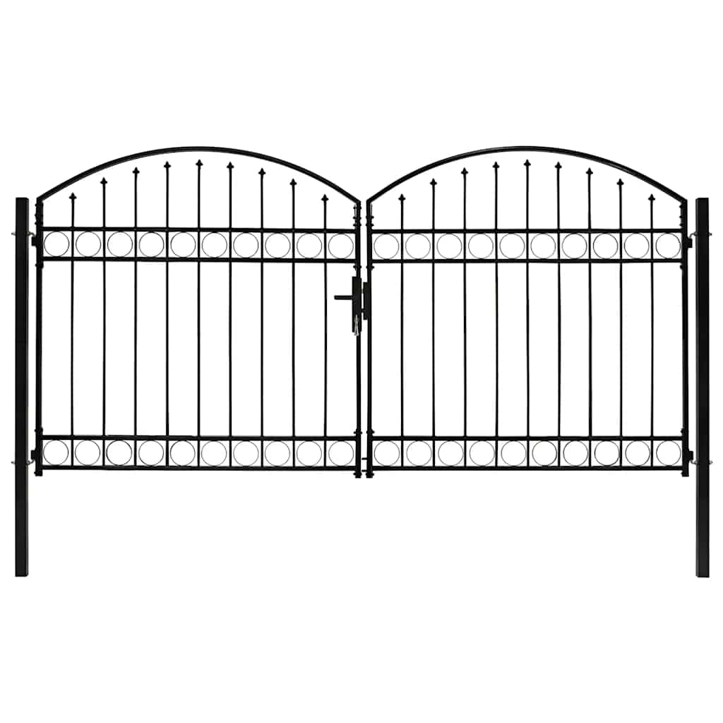 Gjerdeport ASSEN dobbeldør med buet topp stål 300x150 cm