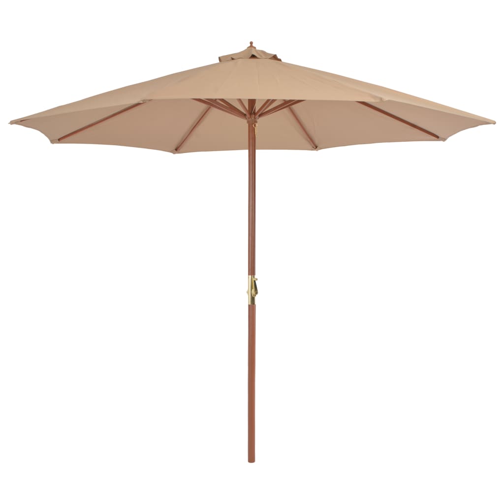 Parasoll med trestang 300 cm gråbrun vidaXL