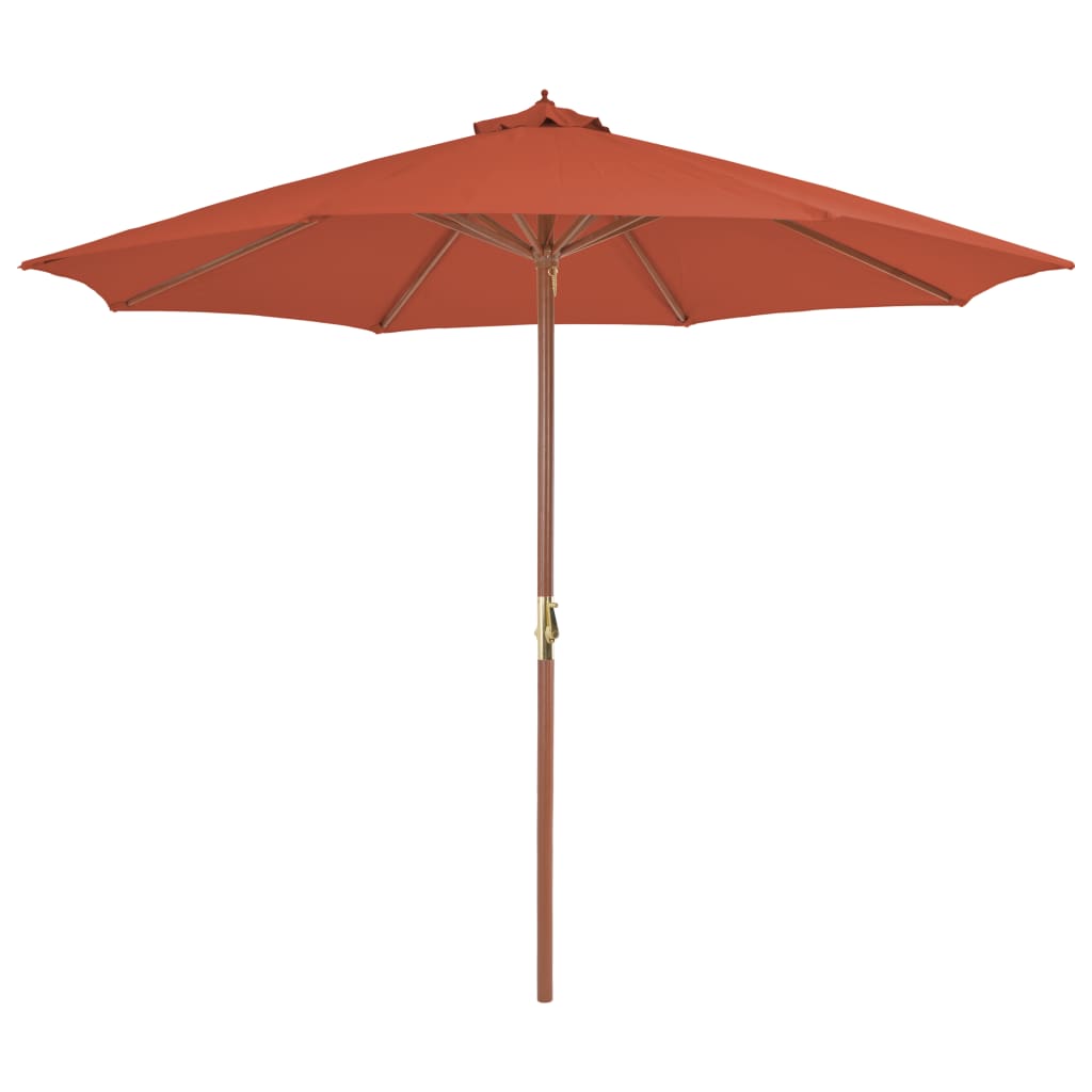 Parasoll med trestang 300 cm terrakotta