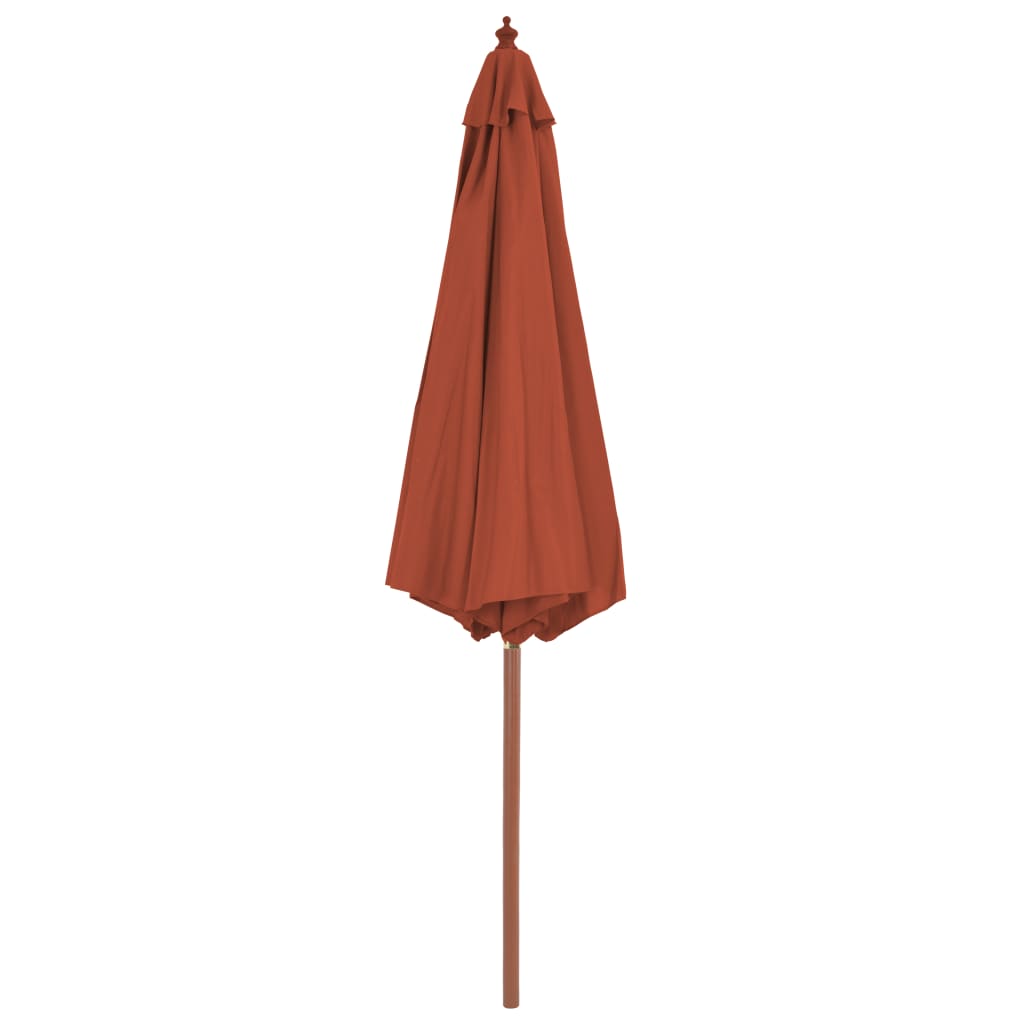 Parasoll med trestang 300 cm terrakotta