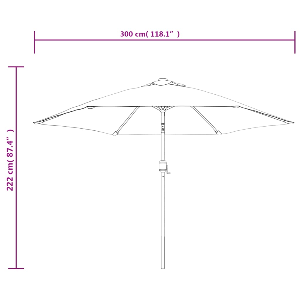 Parasoll med metallstang 300 cm antrasitt