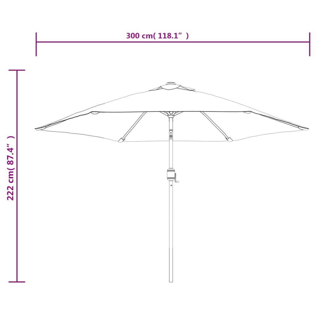 Parasoll med metallstang 300 cm gråbrun