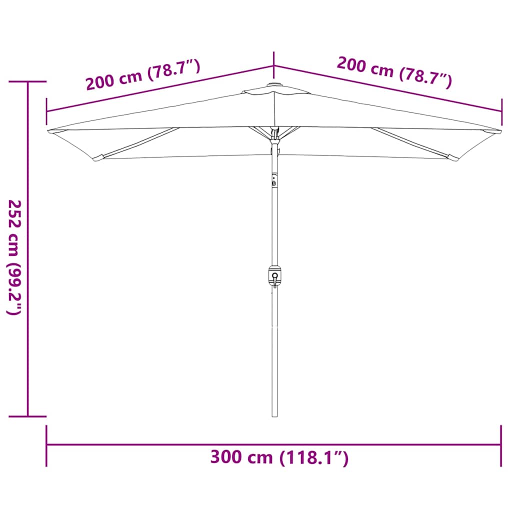 Parasoll med metallstang 300x200 cm antrasitt