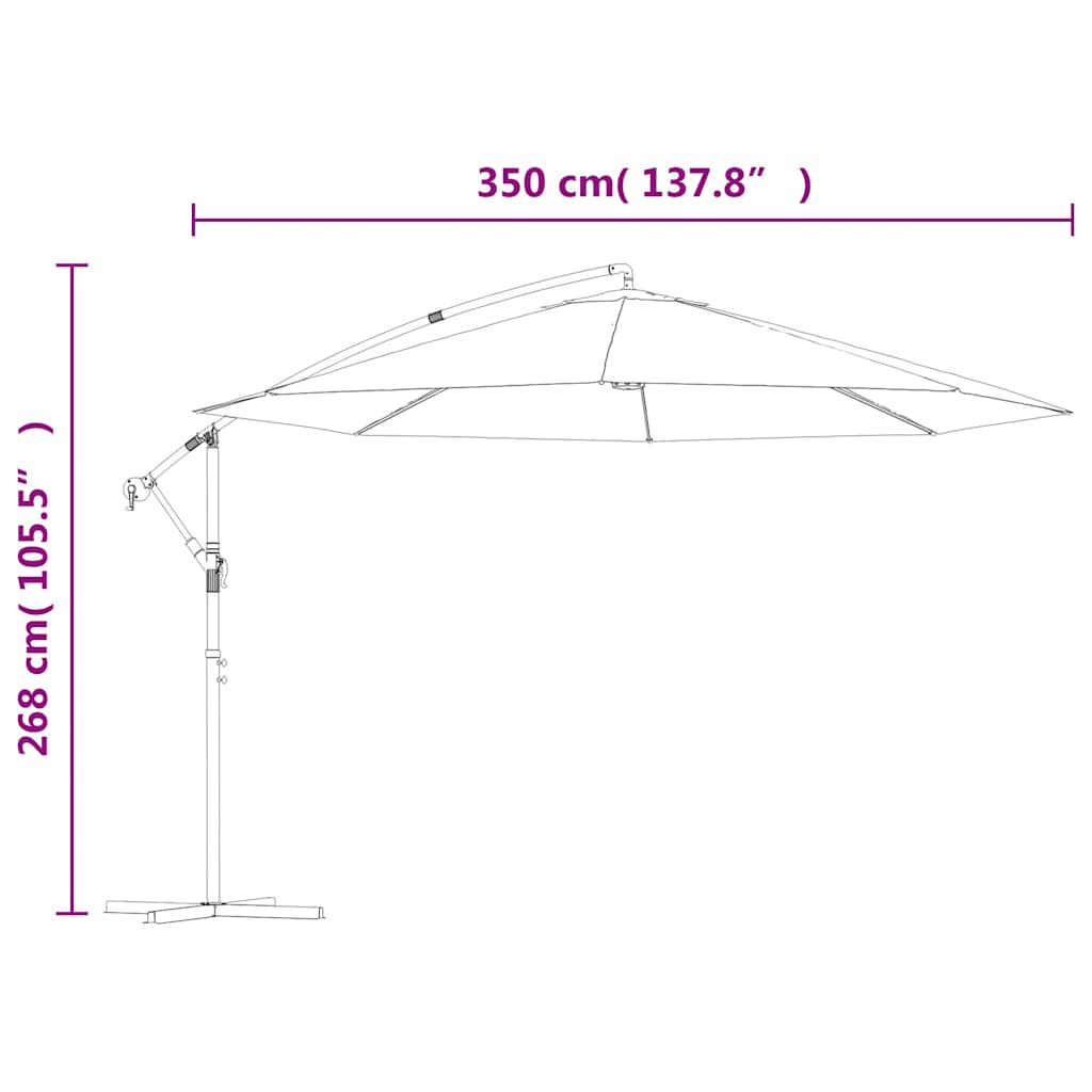 Hengende hageparasoll med aluminiumsstang 350 cm gråbrun