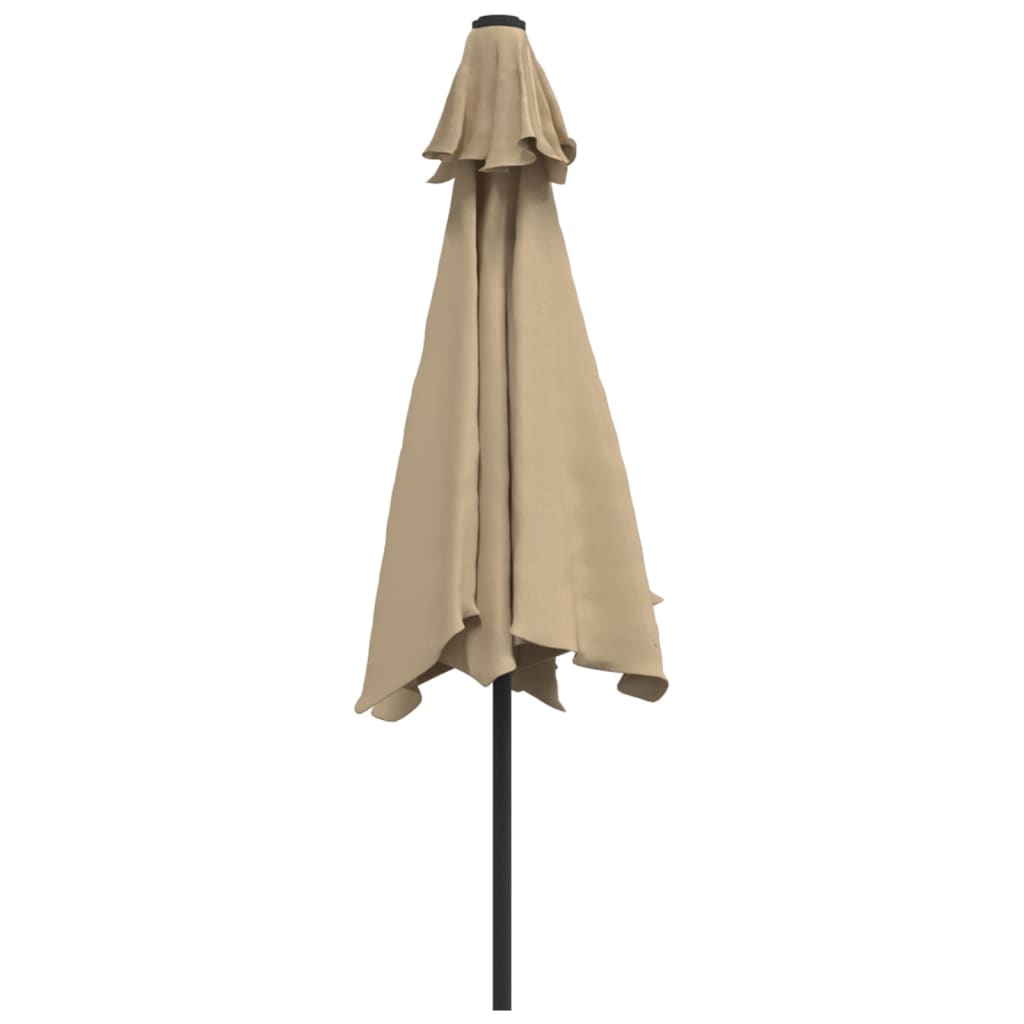 Parasoll med LED-lys og stålstang 300 cm gråbrun