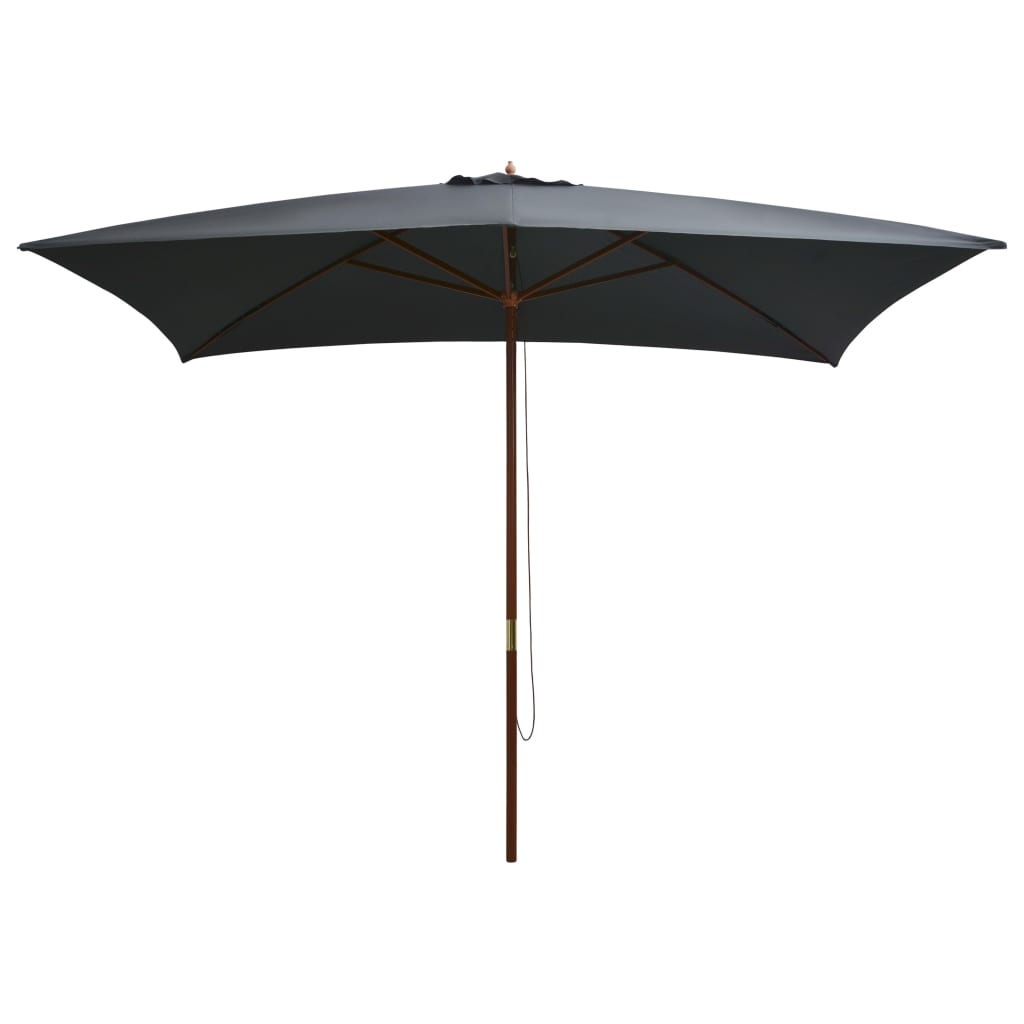 Parasoll med trestang 200x300 cm antrasitt