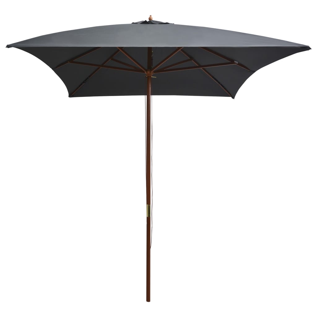 Parasoll med trestang 200x300 cm antrasitt