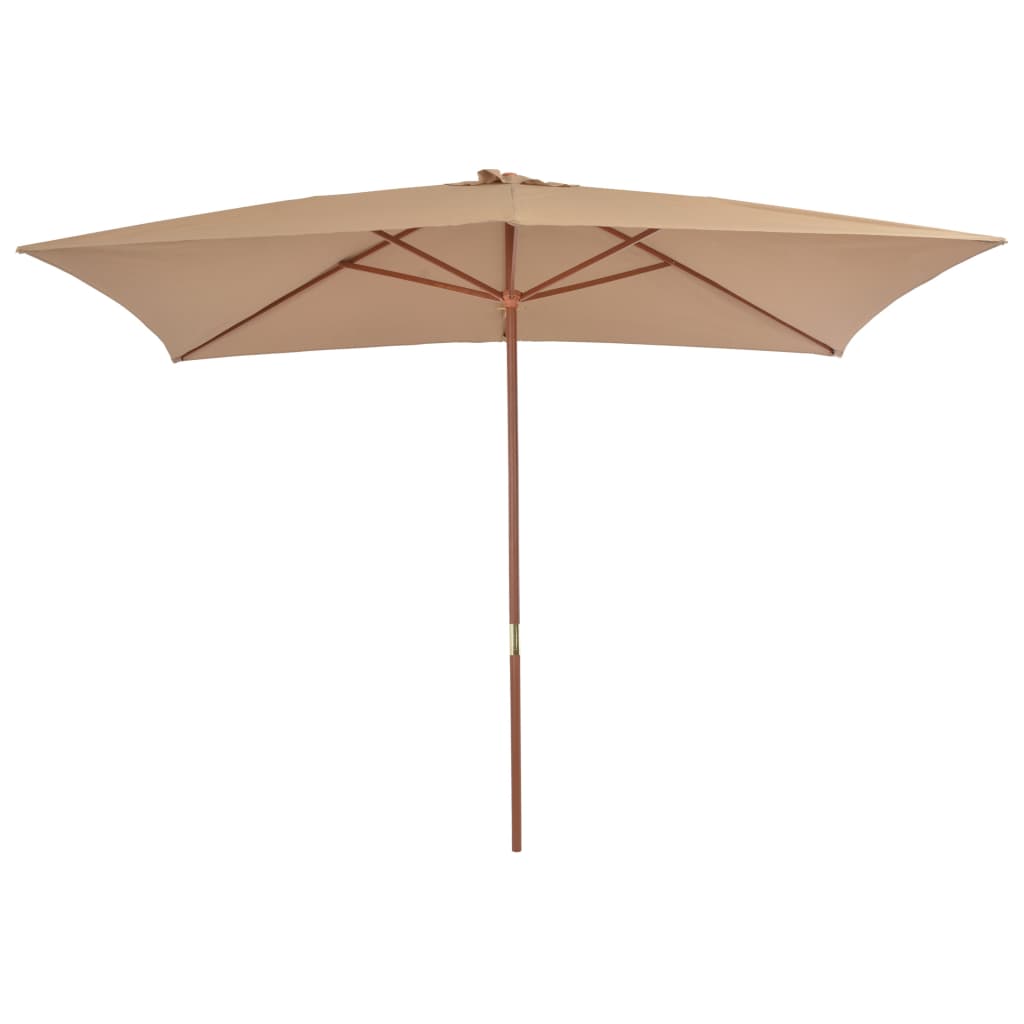 Parasoll med trestang 200x300 cm gråbrun