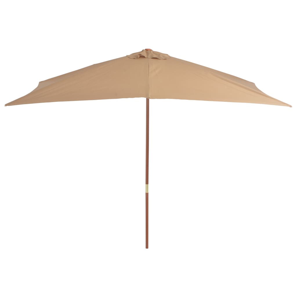 Parasoll med trestang 200x300 cm gråbrun