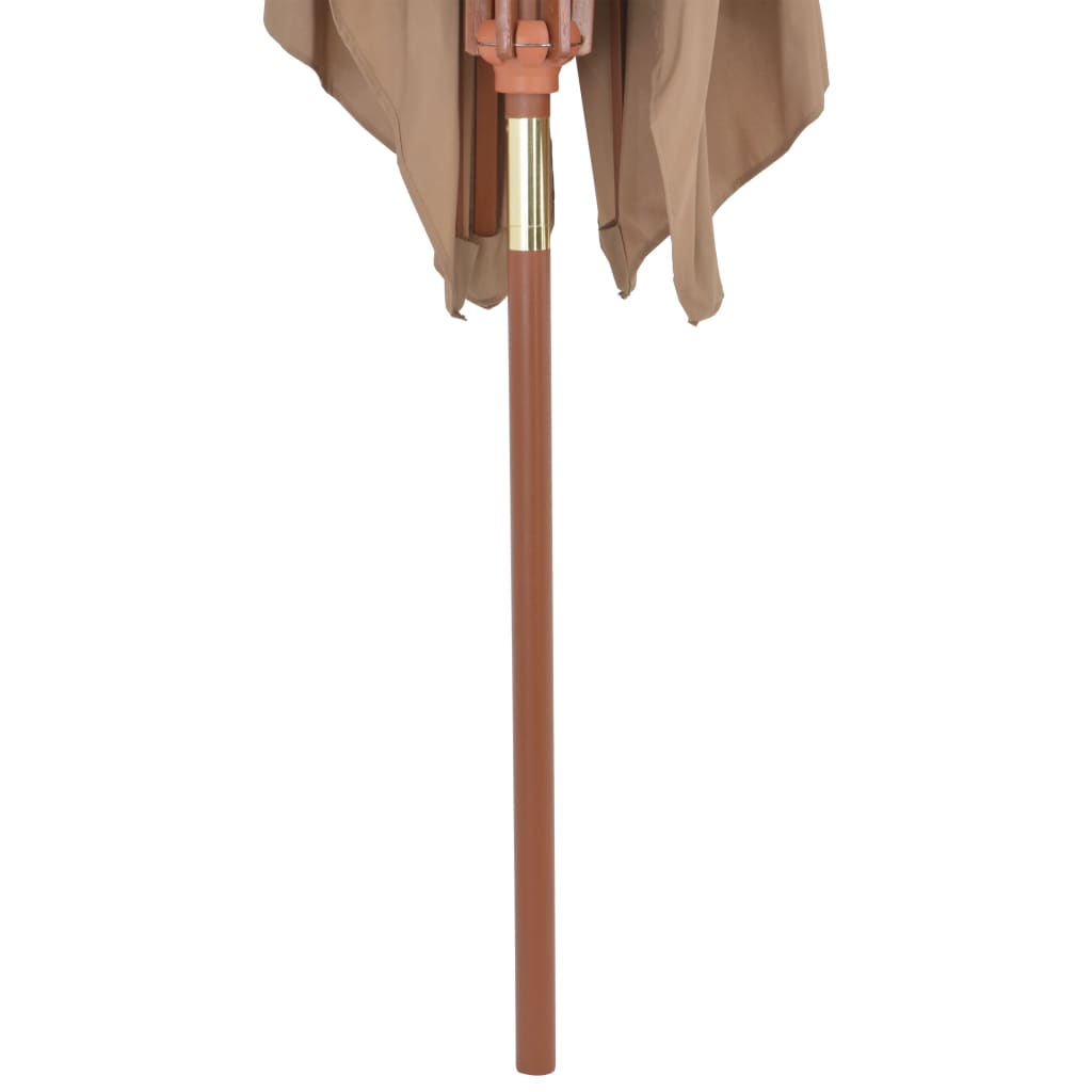 Parasoll med trestang 200x300 cm gråbrun