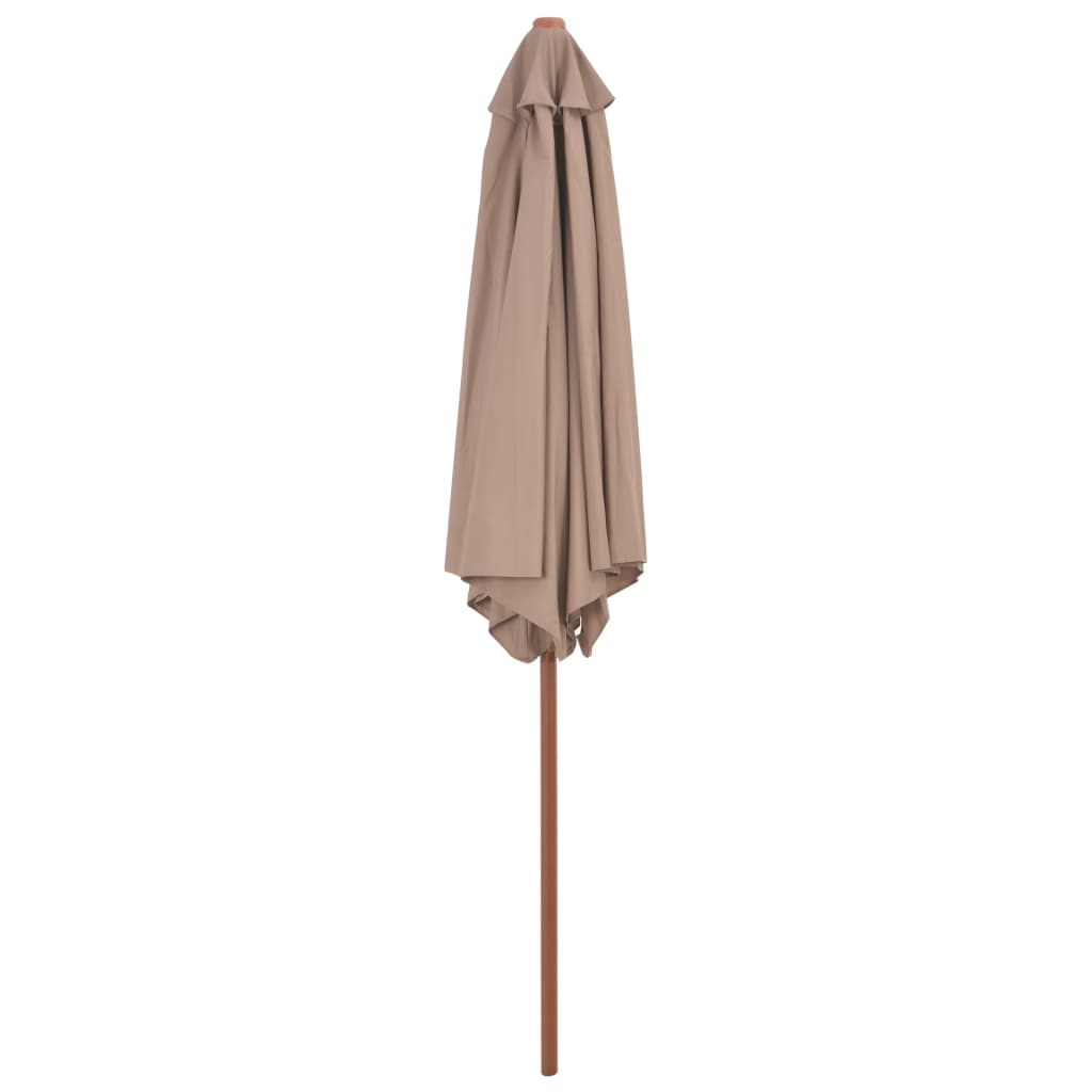 Parasoll med trestang 270 cm gråbrun