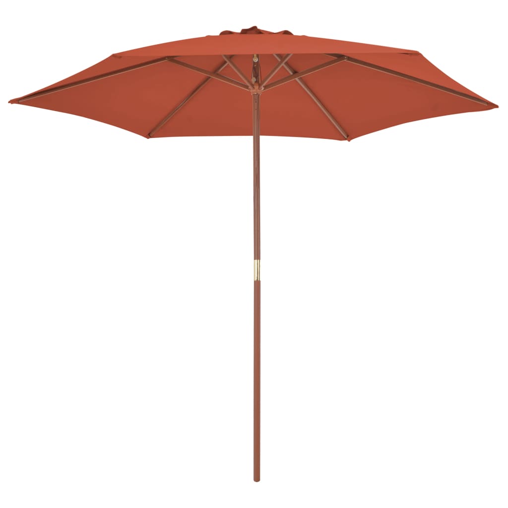 Parasoll med trestang 270 cm terrakotta