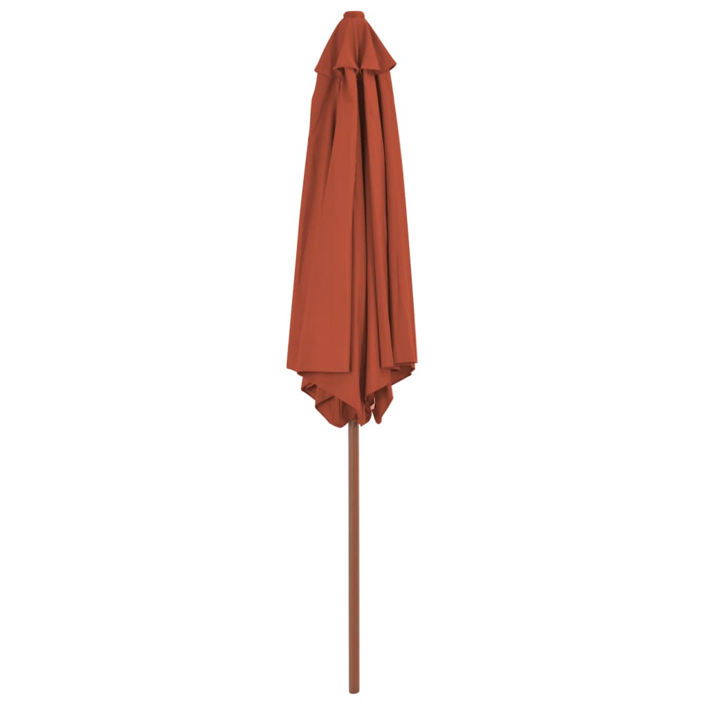 Parasoll med trestang 270 cm terrakotta
