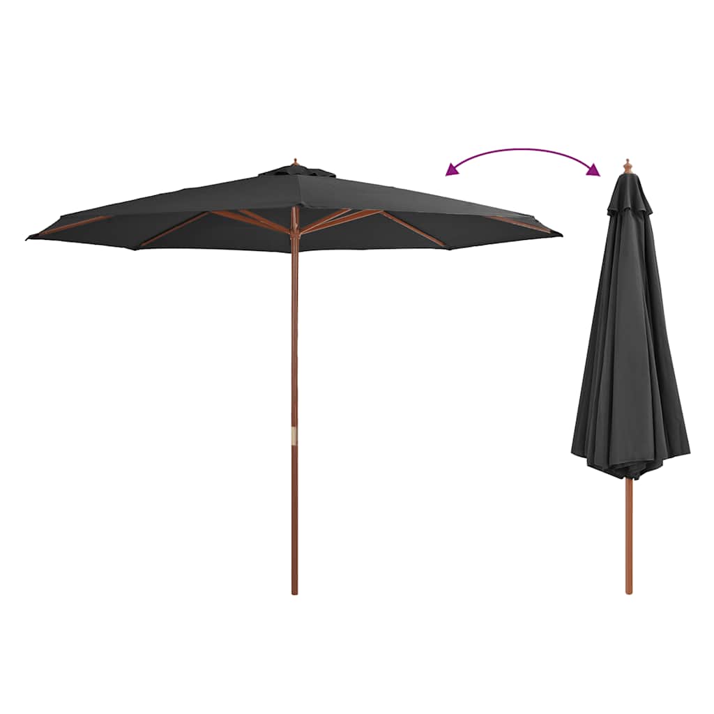 Parasoll med trestang 350 cm antrasitt