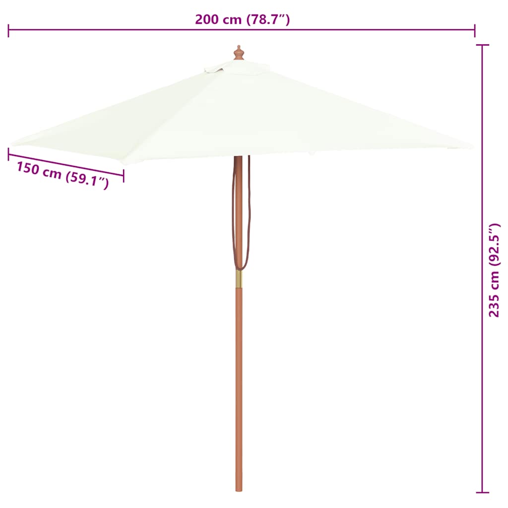 Parasoll med trestang 150x200 cm sandfarget