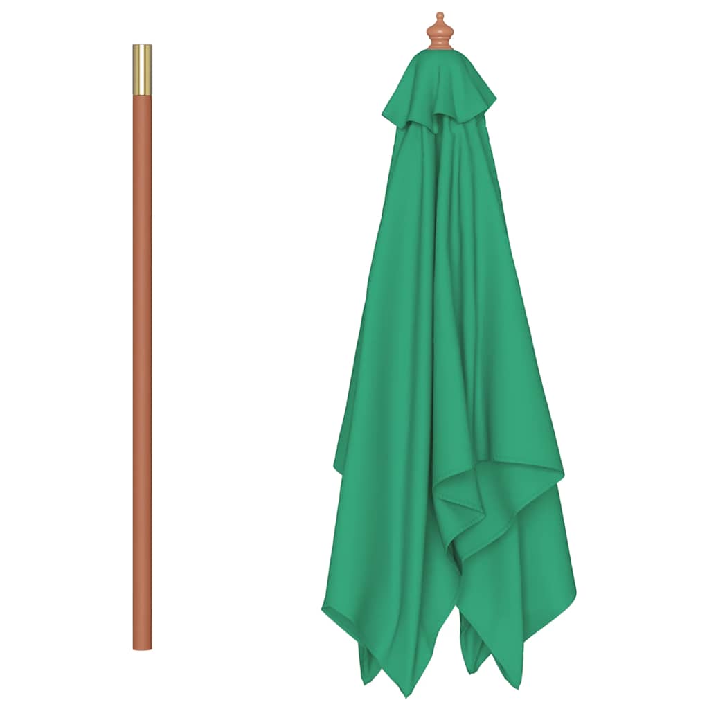 Parasoll med trestang 150x200 cm grønn