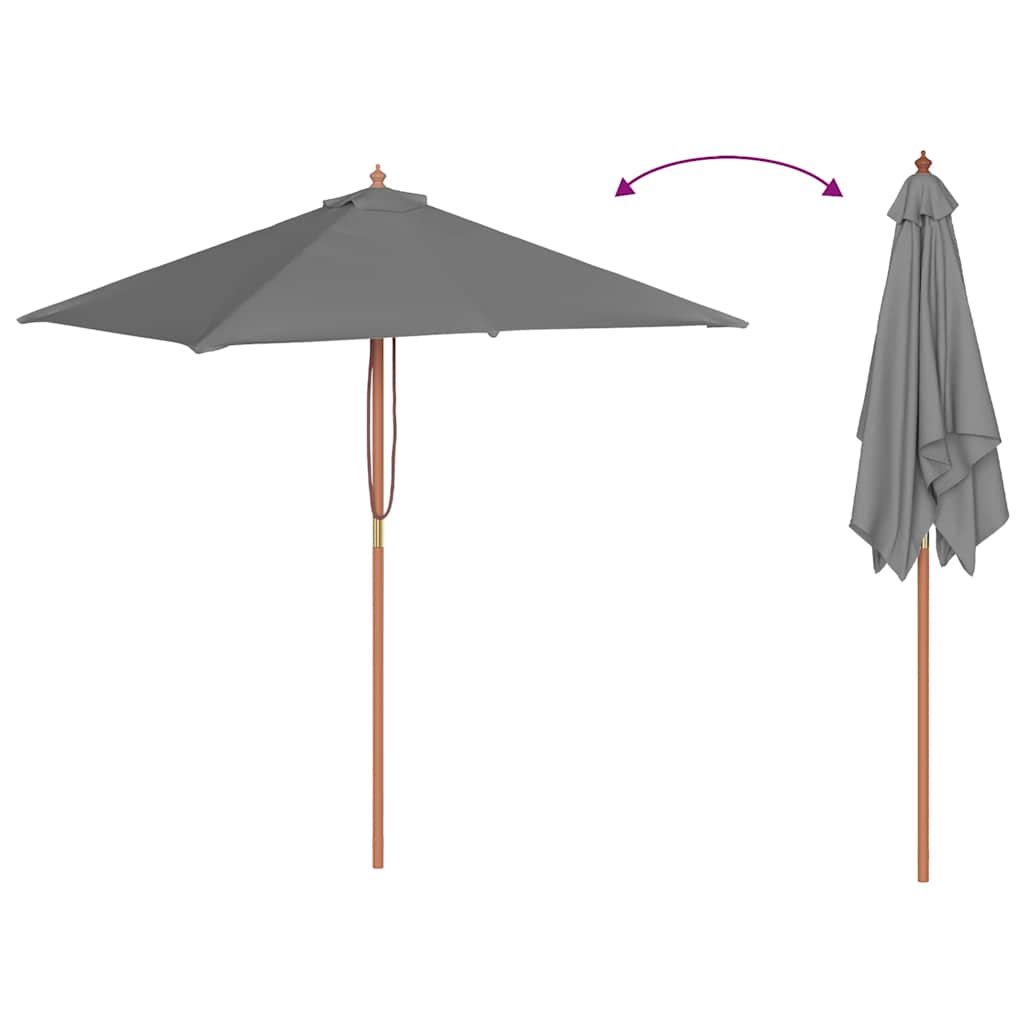Parasoll med trestang 150x200 cm antrasitt