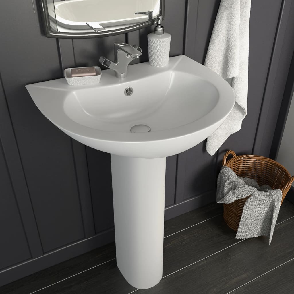 Servant frittstående sokkel keramisk hvit 520x440x190 mm