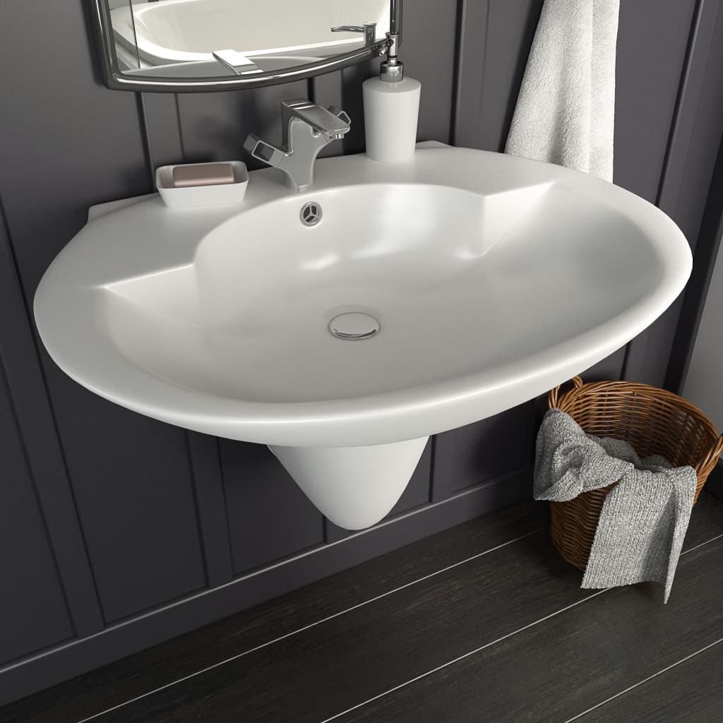 Servant veggmontert keramisk hvit 690x520x210 mm