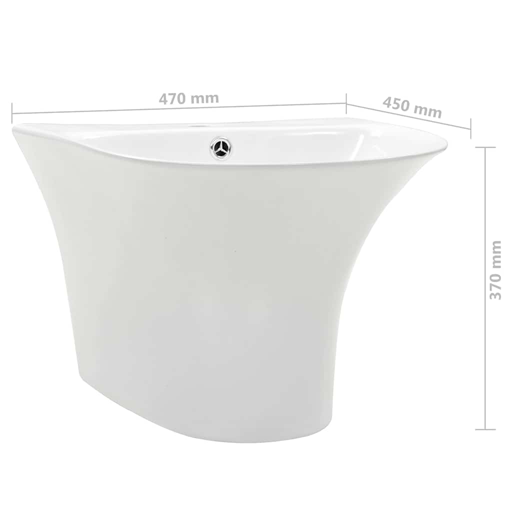Basseng Hvit 47 x 45 x 37 cm Glassert Keramikk