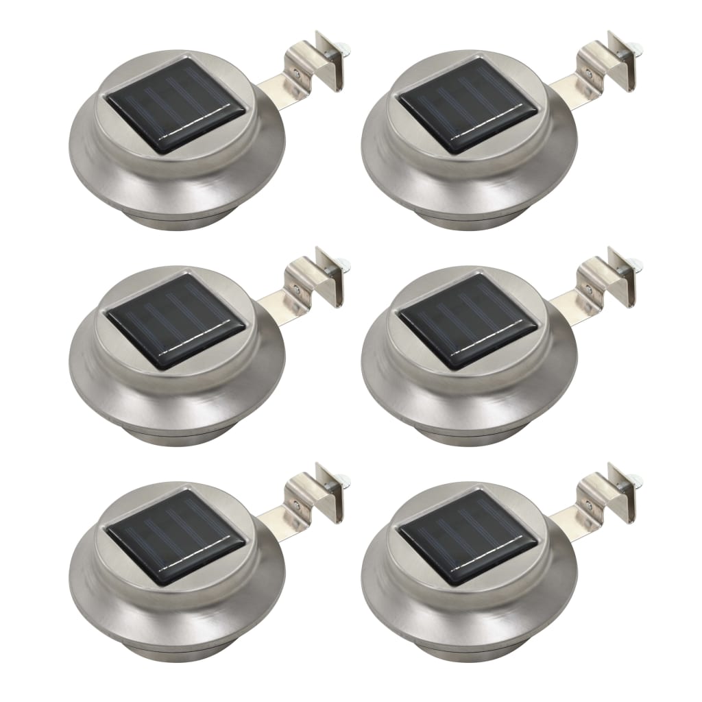 Utendørs sollampe 6 stk LED rund 12 cm hvit