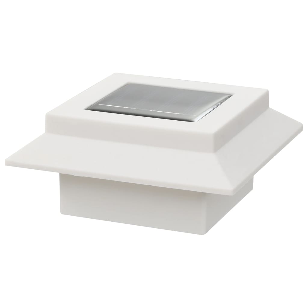 Utendørs sollampe 6 stk LED firkantet 12 cm hvit