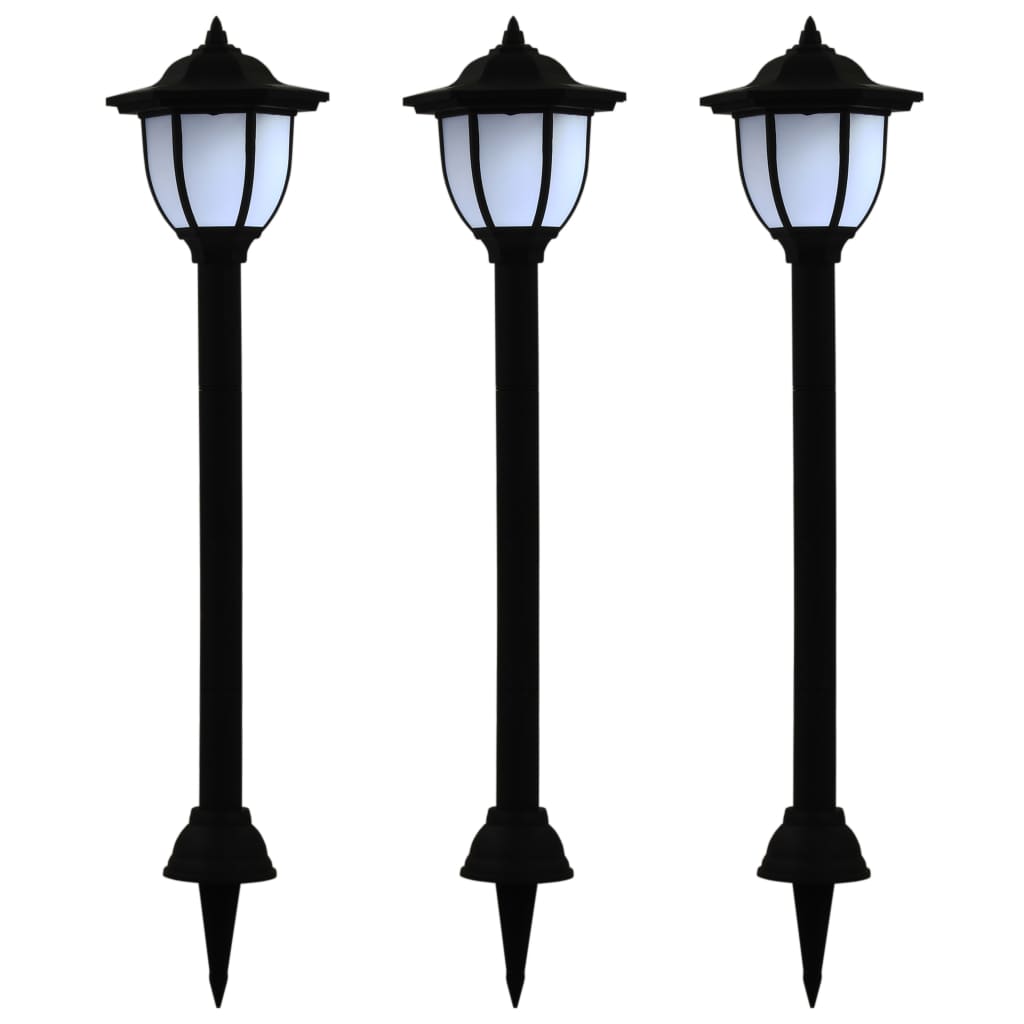 Utendørs sollampe 3 stk LED svart vidaXL