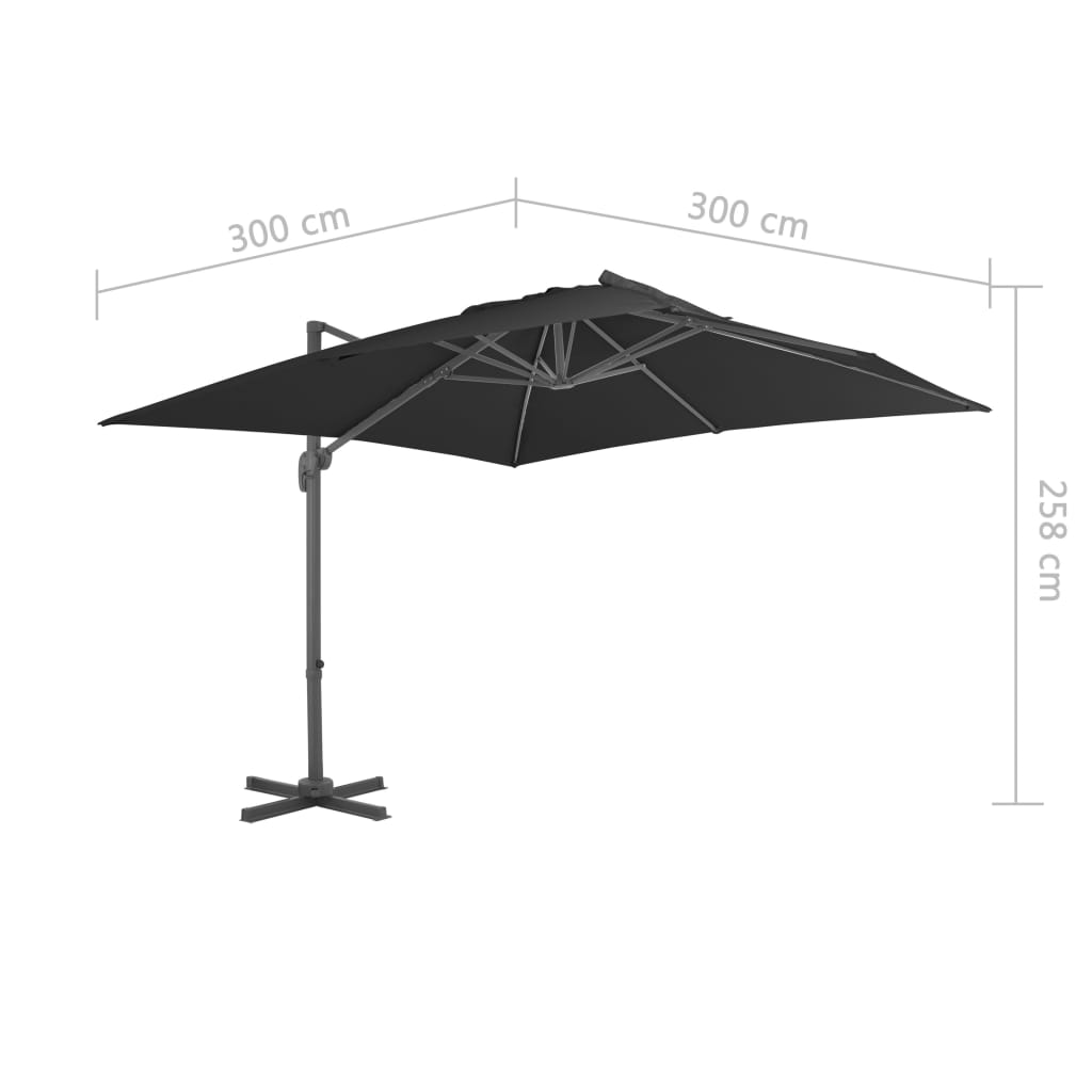Hengende hageparasoll med aluminiumsstang 300x300 cm antrasitt