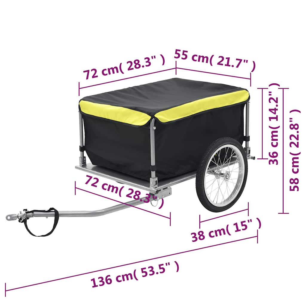 Sykkeltilhenger svart og gul 65 kg