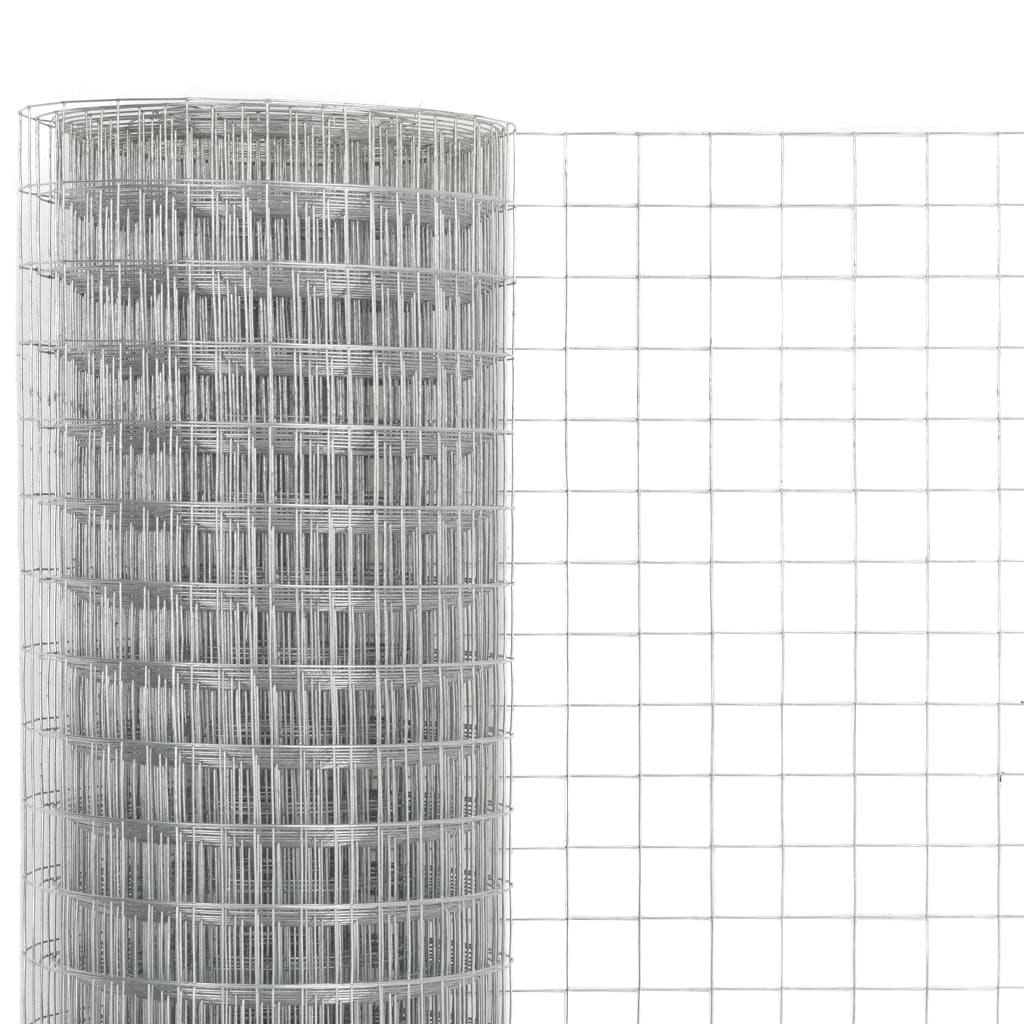 Trådgjerde kylling galvanisert stål 10x1,5 m sølv