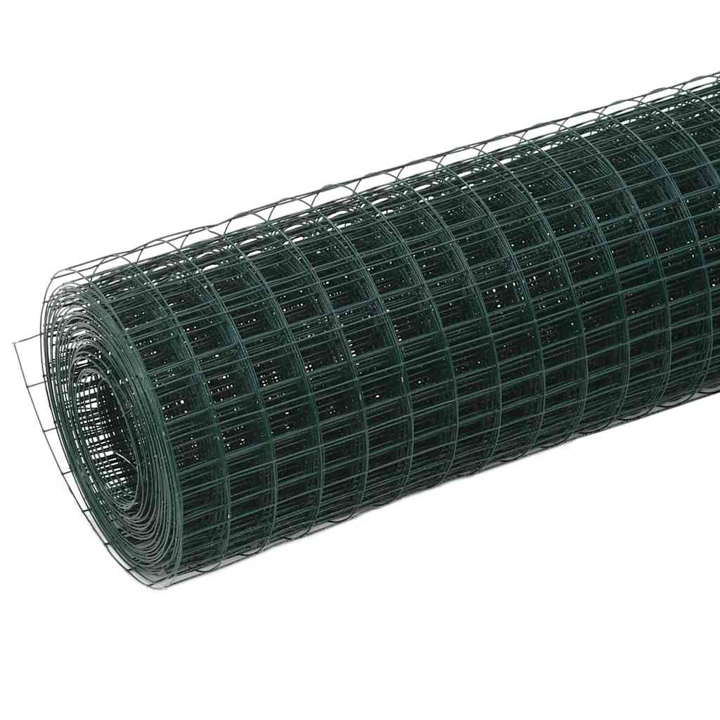 Trådgjerde kylling stål med PVC-belegg 10x0,5 m grønn