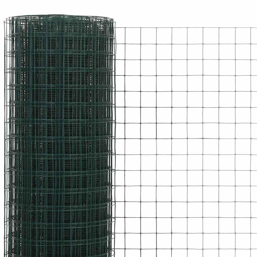 Trådgjerde kylling stål med PVC-belegg 10x0,5 m grønn