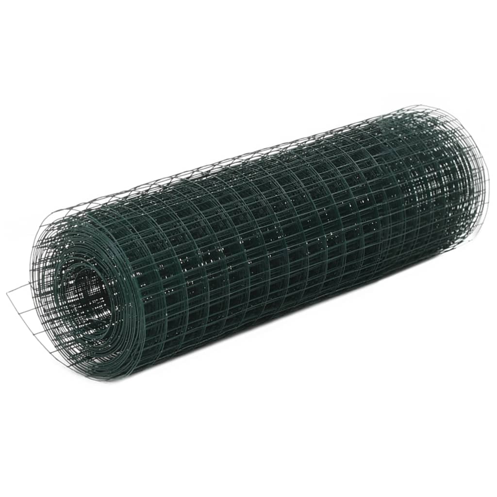 Trådgjerde kylling stål med PVC-belegg 25x0,5 m grønn