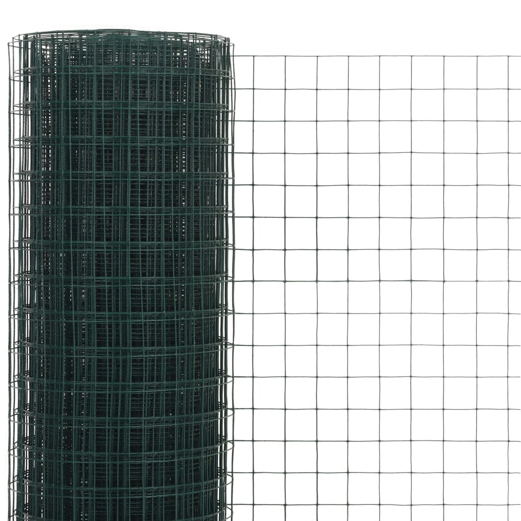 Trådgjerde kylling stål med PVC-belegg 25x0,5 m grønn