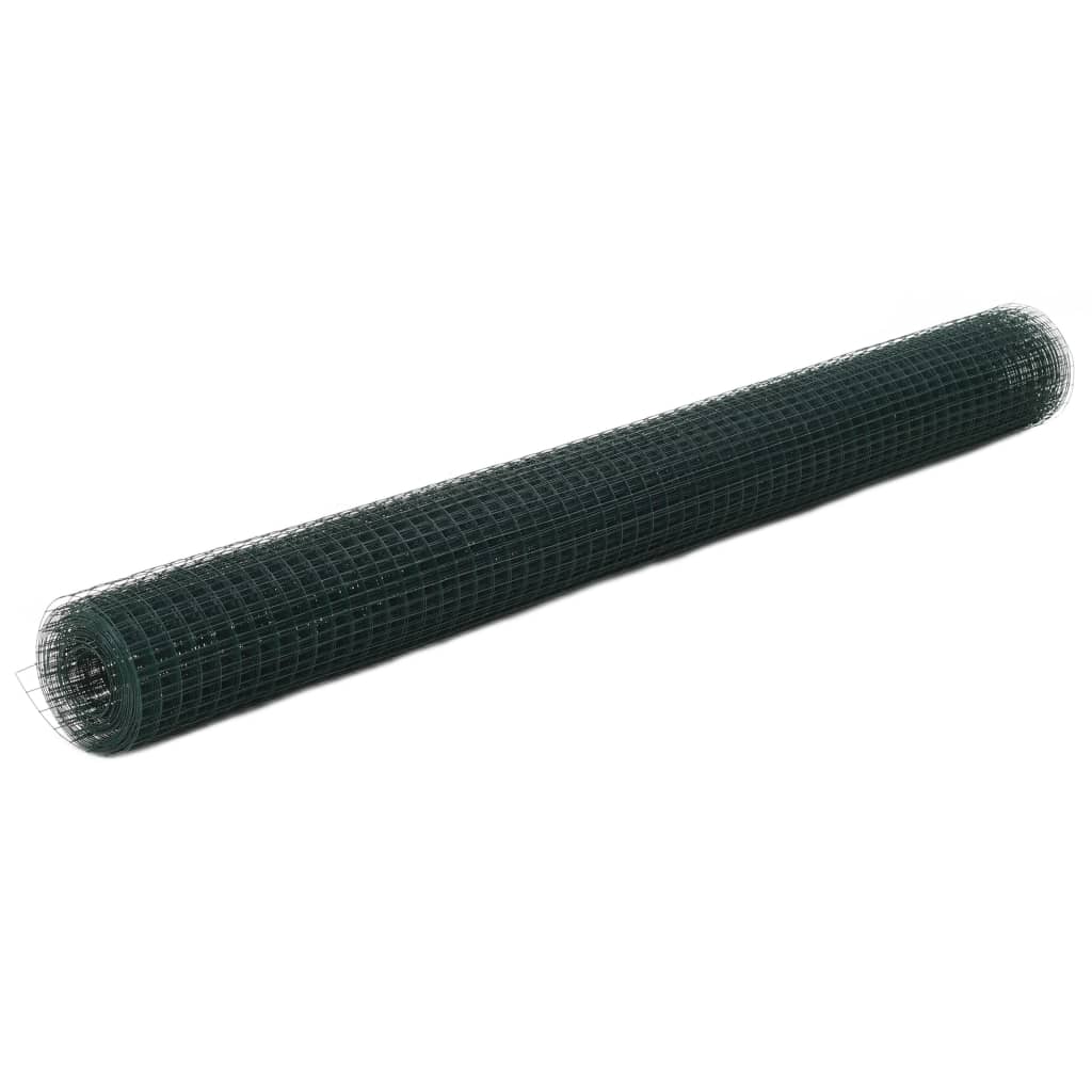Trådgjerde kylling stål med PVC-belegg 25x1,5 m grønn