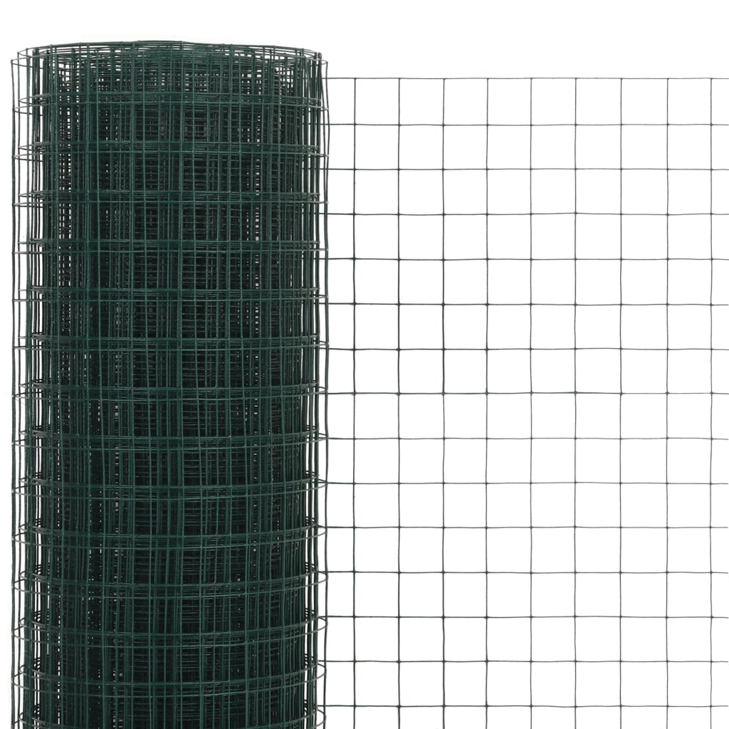 Trådgjerde kylling stål med PVC-belegg 25x1,5 m grønn