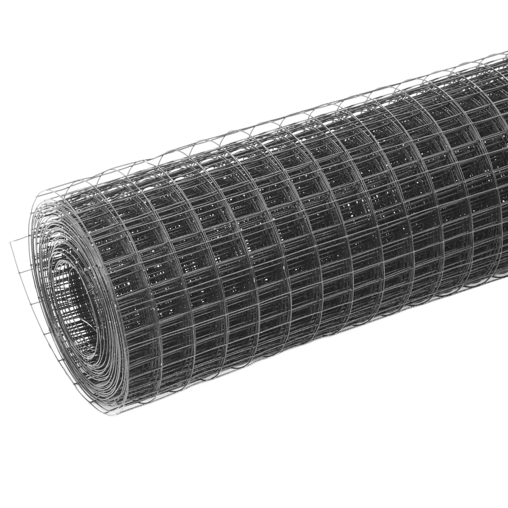Trådgjerde kylling stål med PVC-belegg 10x1 m grå