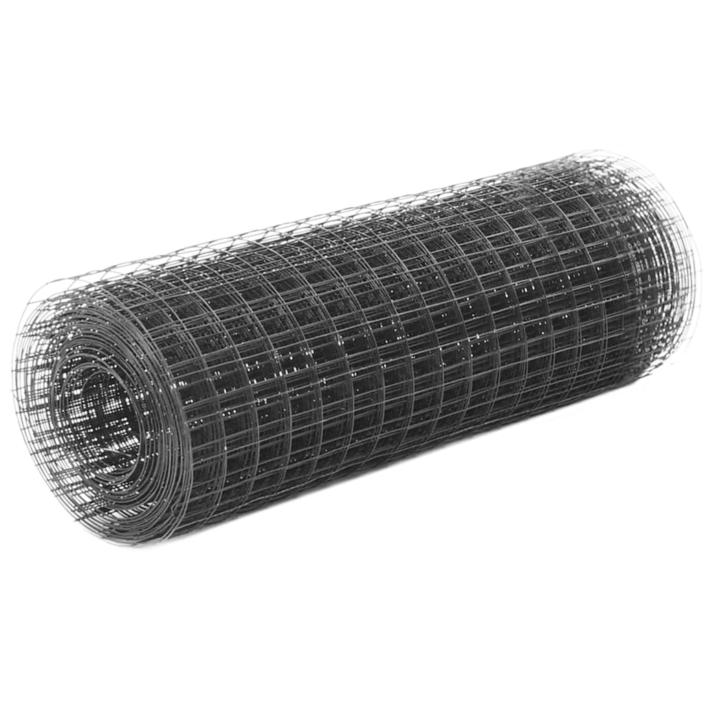 Trådgjerde kylling stål med PVC-belegg 25x0,5 m grå