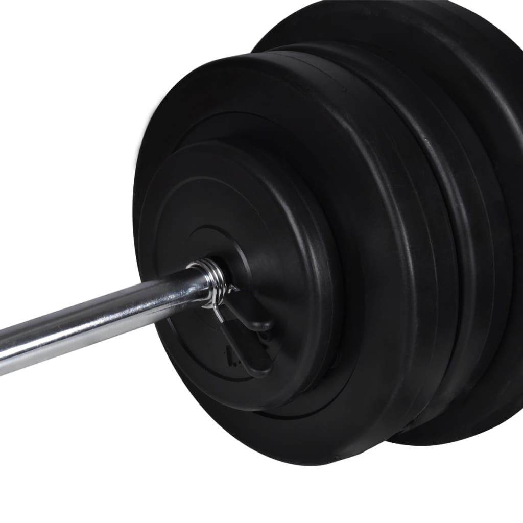 Treningsbenk med vektstang og manualsett 60,5 kg