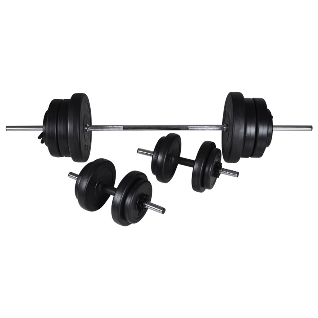 Treningsbenk med vektstang og manualsett 60,5 kg