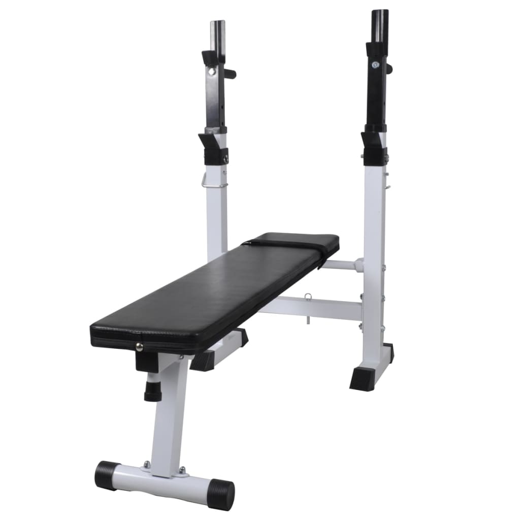 Treningsbenk med vektstativ, vektstang og manualsett 60,5 kg
