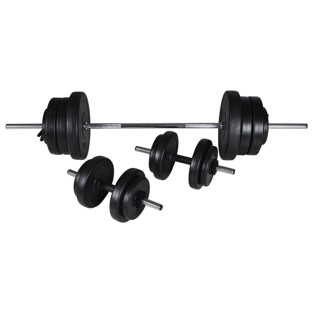 Treningsbenk med vektstativ, vektstang og manualsett 60,5 kg