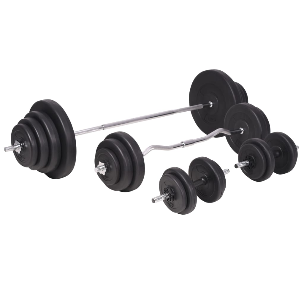 Treningsbenk med vektstativ, vektstang og manualsett 120 kg