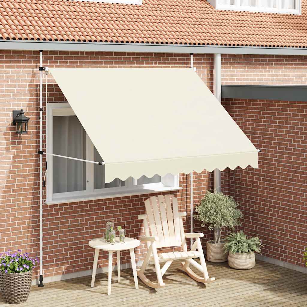 Manuell uttrekkbar markise 250 cm kremhvit