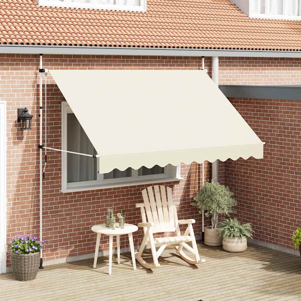 Manuell uttrekkbar markise 300 cm kremhvit