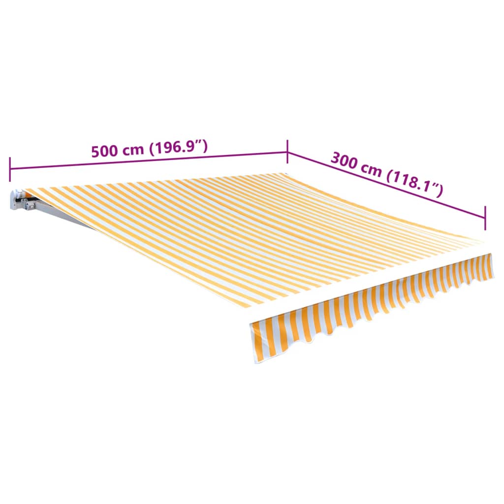 Erstatningsduk for markise oransje og hvit 5x3 m polyester