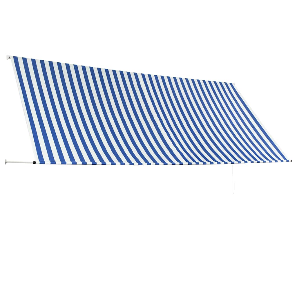 Uttrekkbar markise 350x150 cm blå og hvit